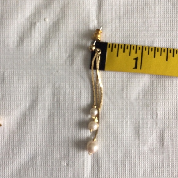 Gold and Pearl color -Inspired Dangle Earrings - Picture 8 of 8